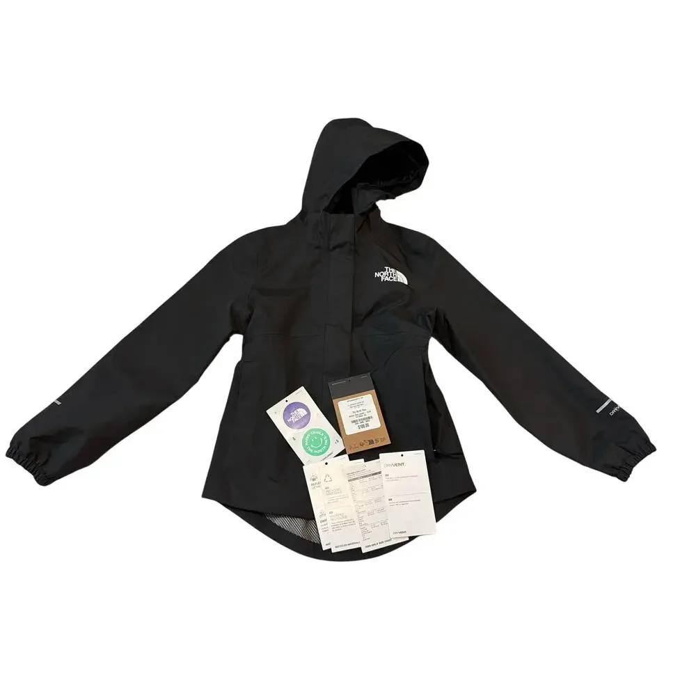 The North Face Kids Antora Rain Jacket Black XS NWT Youth Waterproof Shell